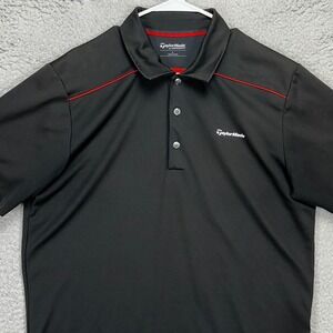 TaylorMade Ashworth Adult Mens Golf Polo Shirt Large Black Red Athletic Rugby